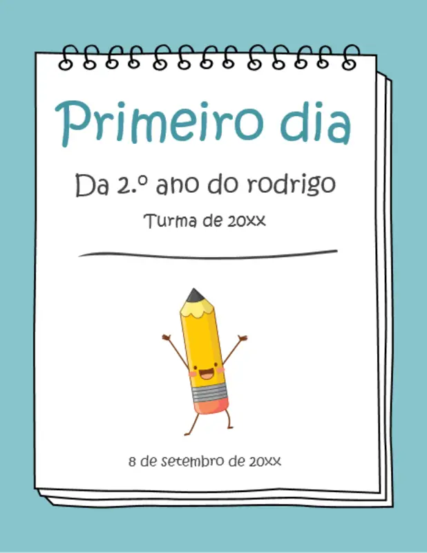 Distintivo do primeiro dia de escola blue whimsical color block