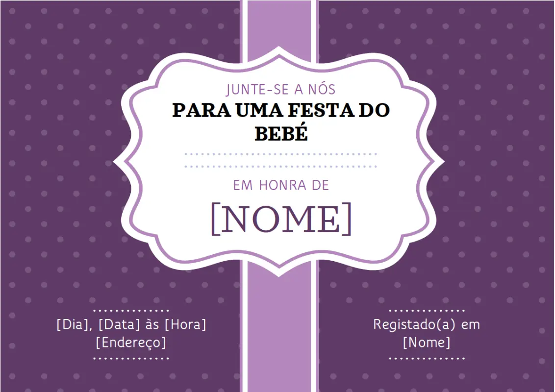 Convite para festa do bebé purple vintage retro