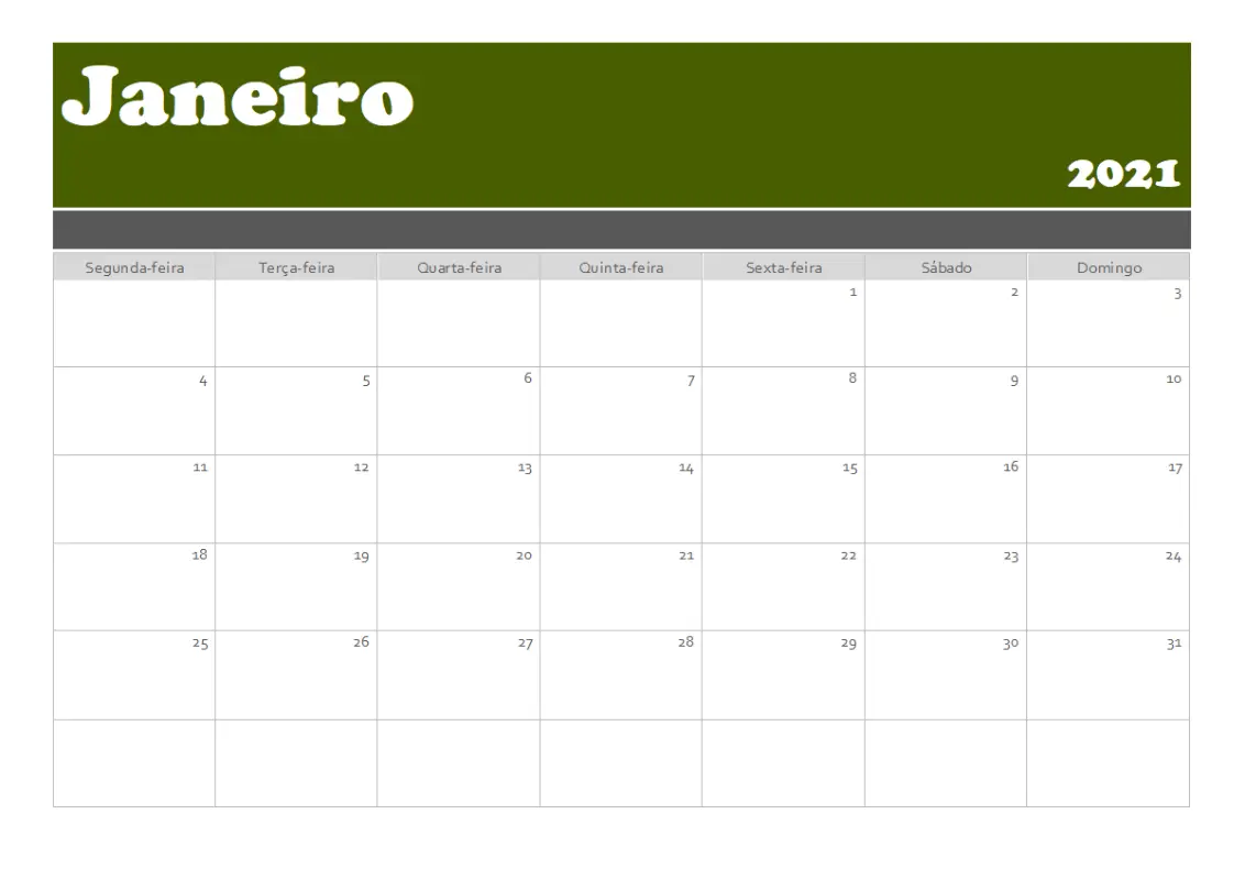 Calendário de faixa green modern-simple