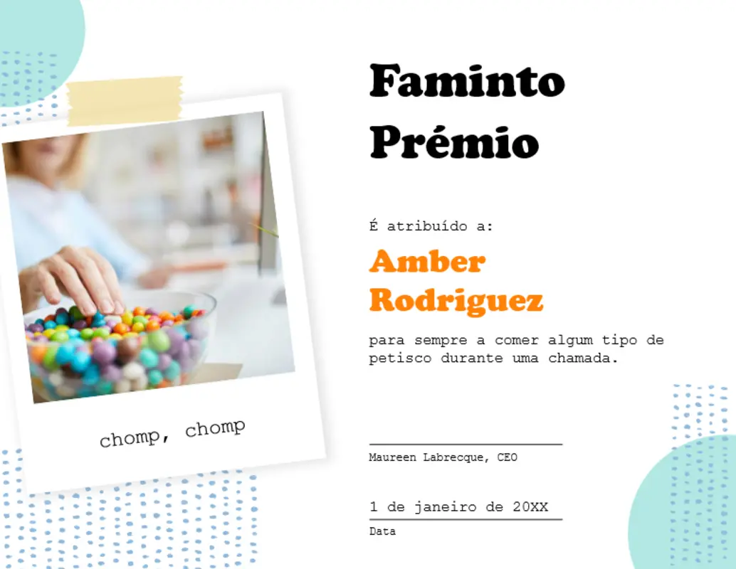 Certificado de humor para trabalhadores remotos  blue organic-simple