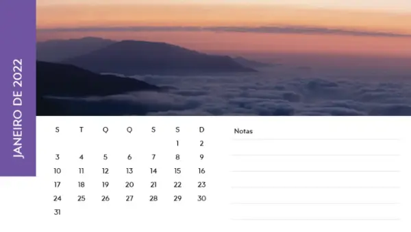 Calendário com fotografias de paisagens modern-simple