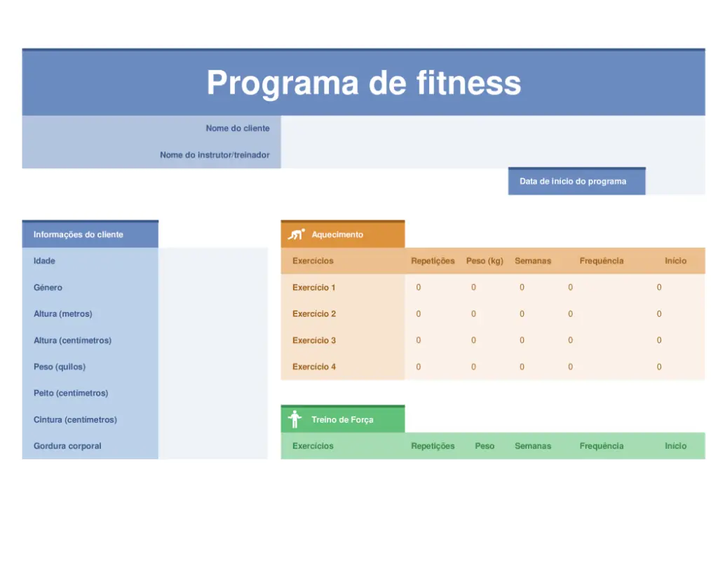Planeador de exercício blue modern simple