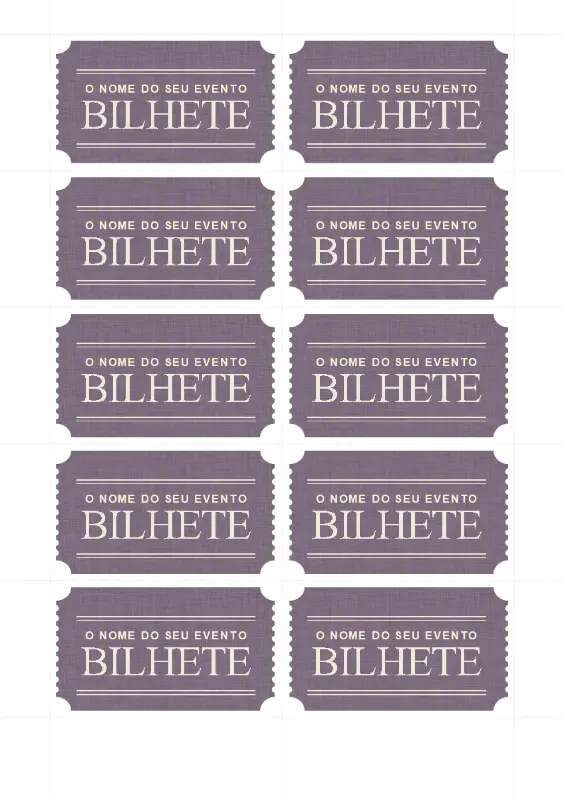 Bilhetes básicos (10 por página) purple vintage retro
