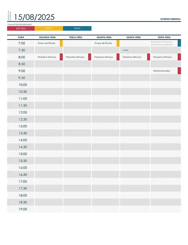 Agenda universitária semanal modern-simple