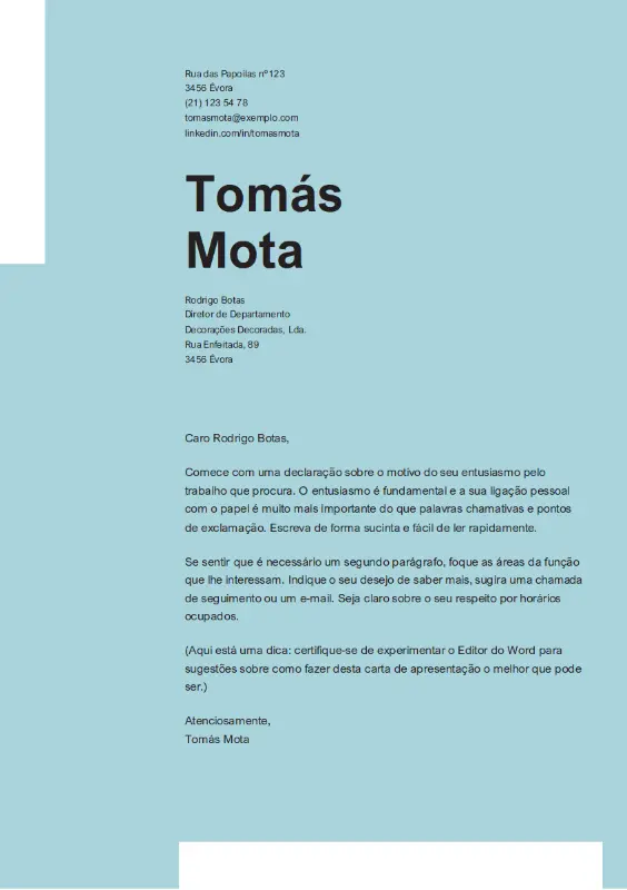 Carta de apresentação simples e elegante modern bold