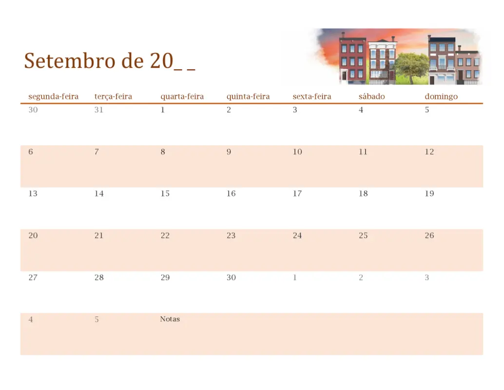 Calendário sazonal ilustrado para qualquer ano modern-simple