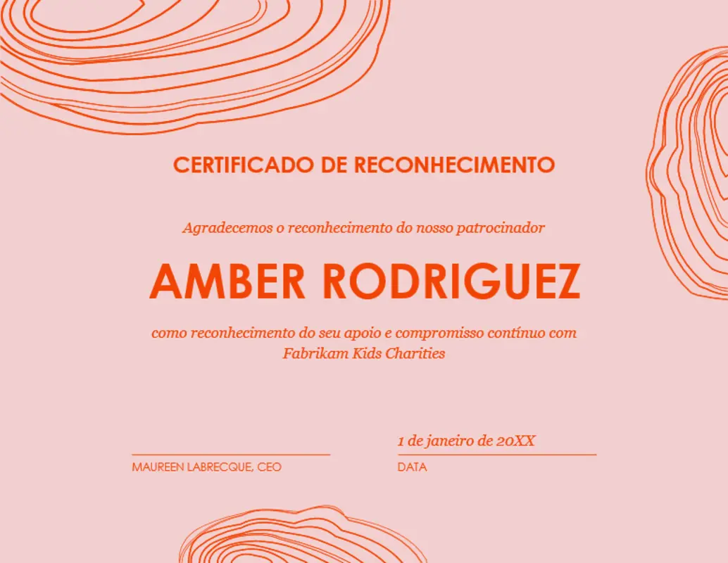 Certificado de reconhecimento Desenho em espiral  pink organic-simple