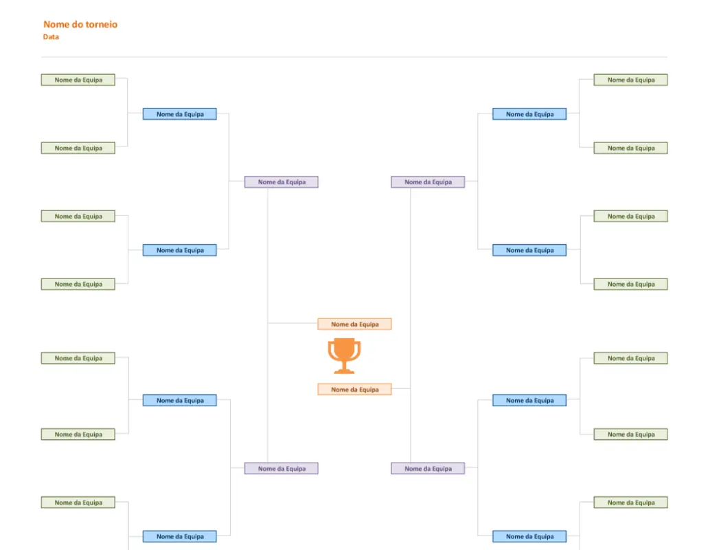 Esquema de torneio de 16 equipas orange modern simple