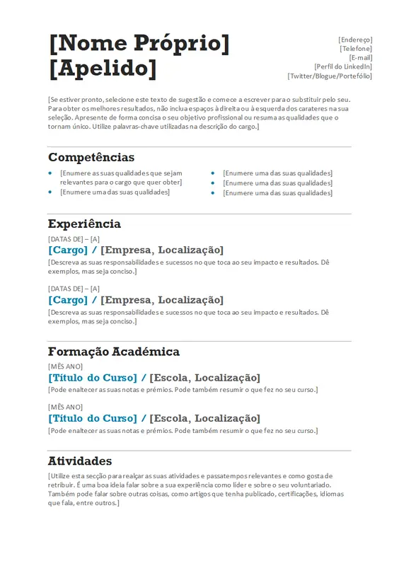 Currículo Equilibrado (Design Moderno) modern simple