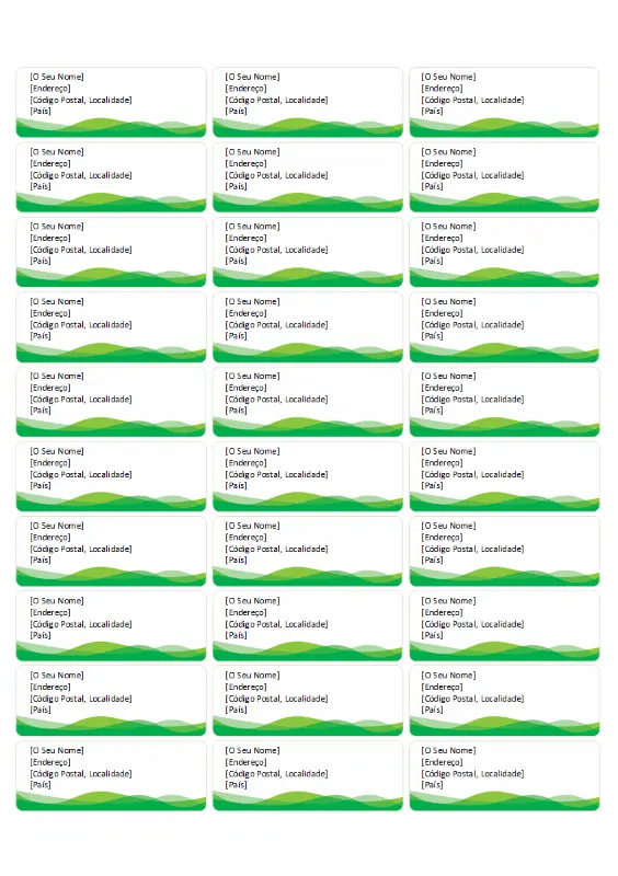 Etiquetas de correio (Design Onda Verde, 30 por página) green modern simple