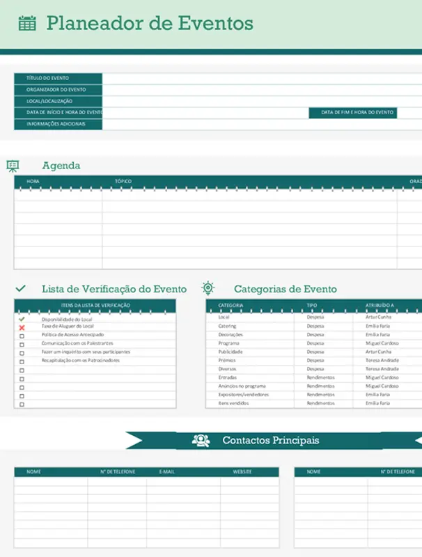 Planeador de eventos e linha cronológica green modern-simple