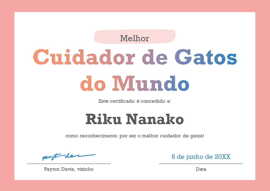 Certificado de prémio de Melhor do Mundo modern-simple