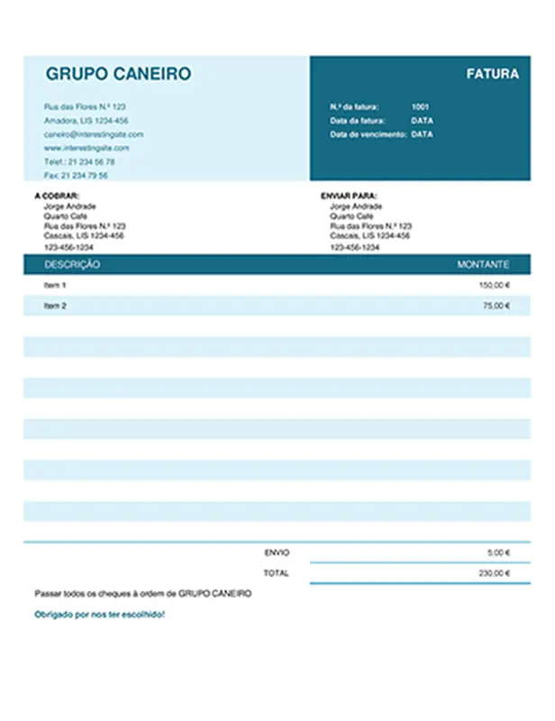 Fatura simples modern simple