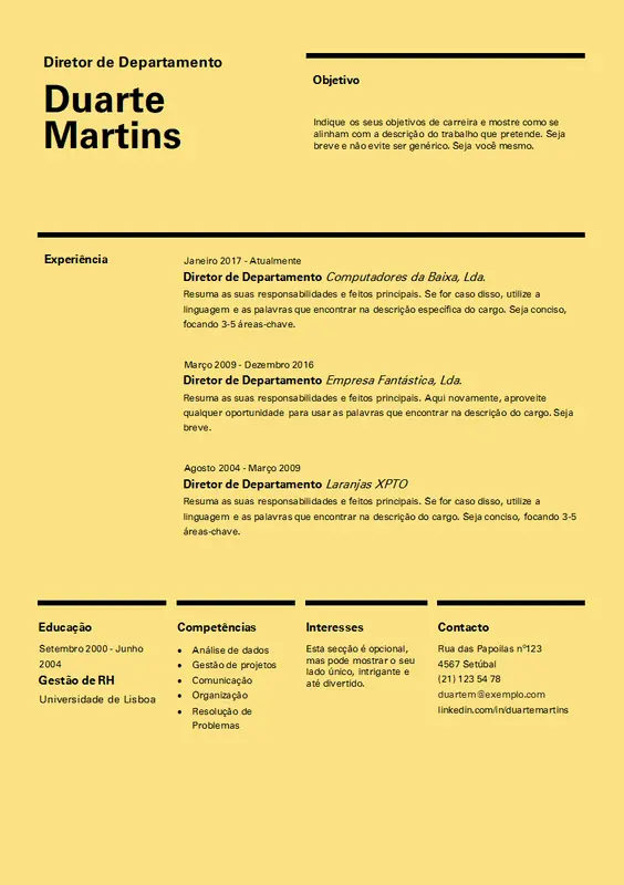 Currículo com design suíço modern simple