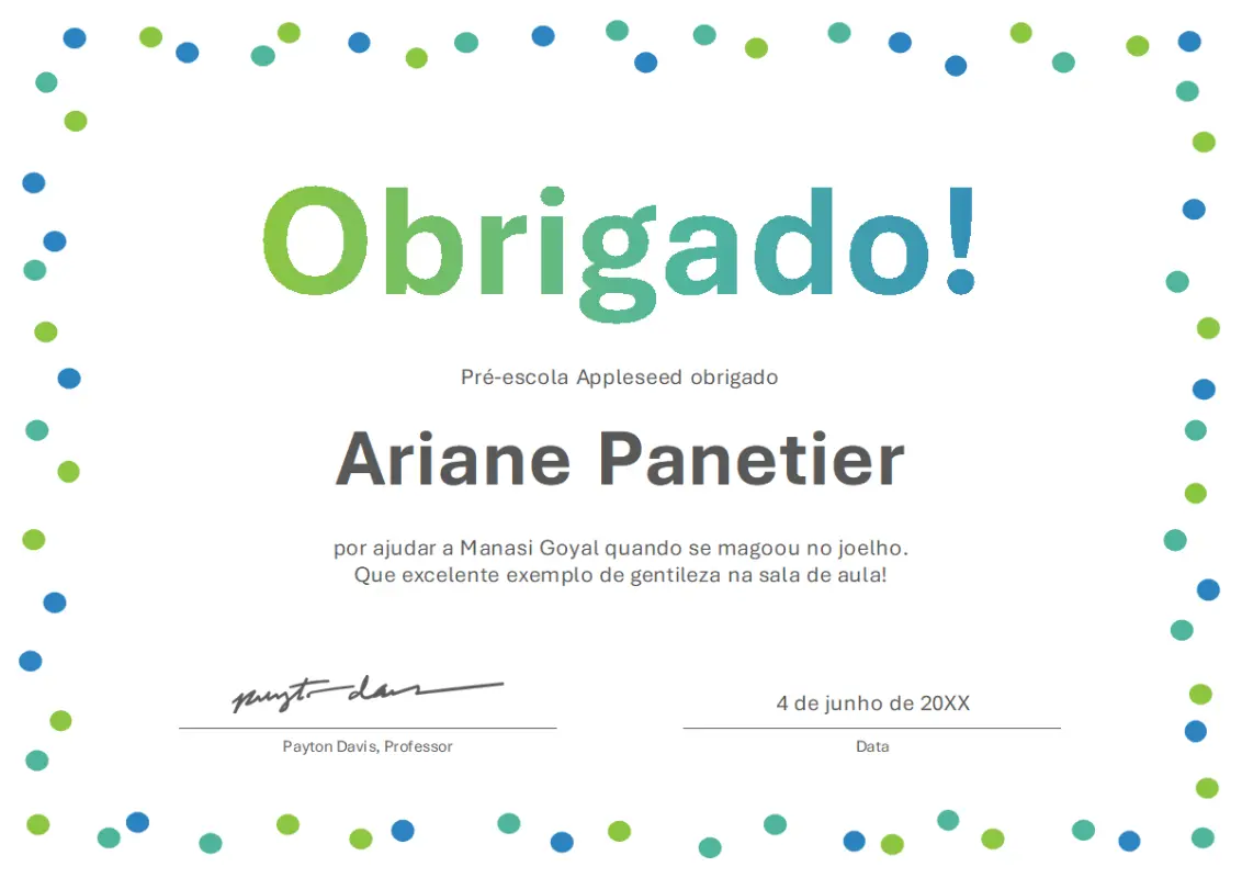 Certificado de agradecimento Confetes  blue modern-simple