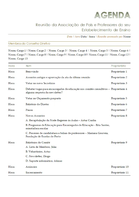 Agenda da Associação de Pais e Professores yellow modern simple