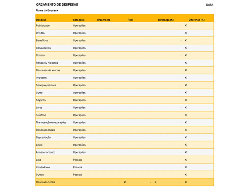 Orçamento de despesas yellow modern simple
