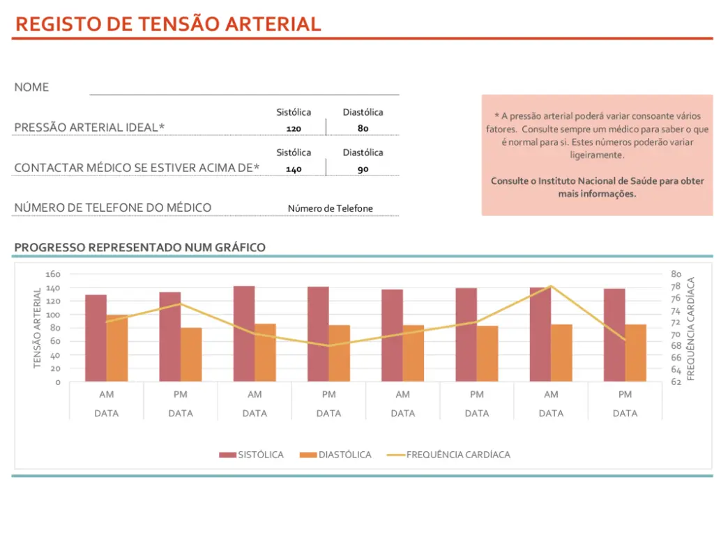 Registo de tensão arterial pink modern simple