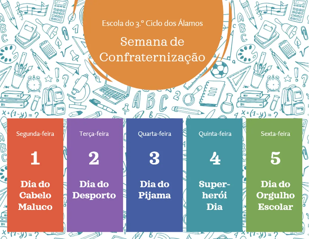 Calendário da semana de confraternização escolar whimsical-line