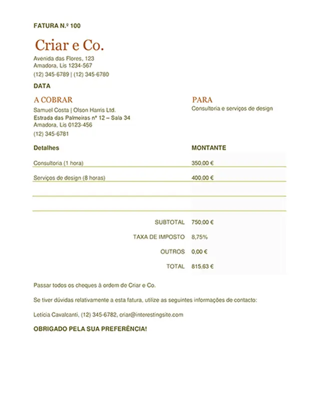 Fatura (folha de cálculo) modern simple