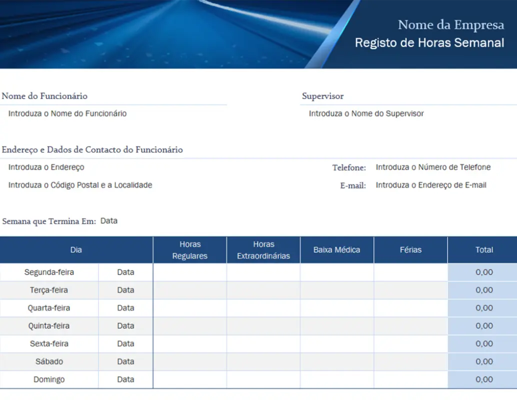 Registo semanal de tempo para pequenas empresas green modern simple