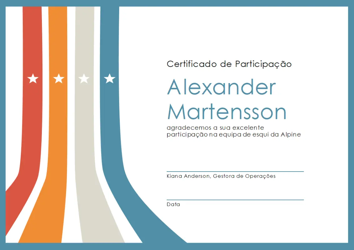 Certificado de participação blue modern-simple