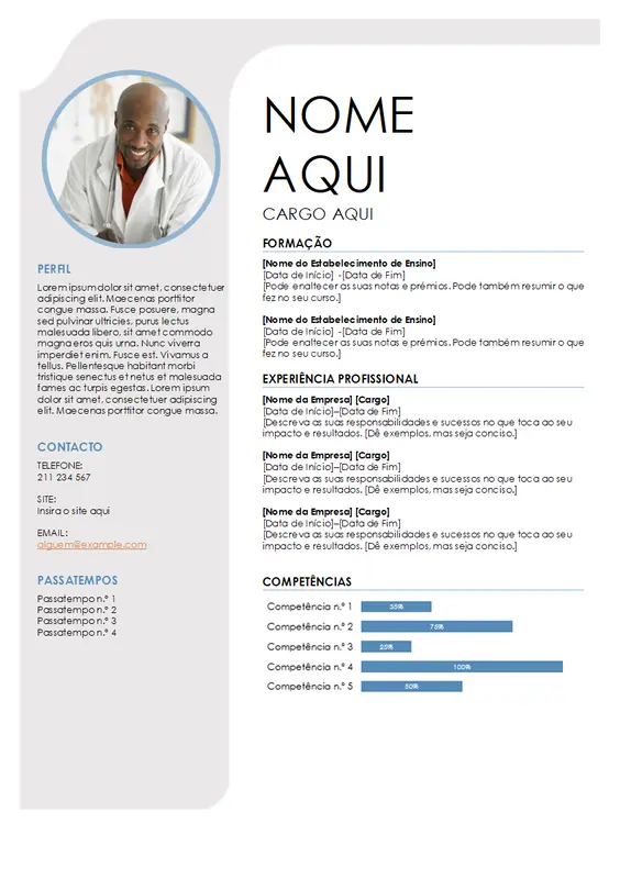 Currículo cinzento e azul modern-simple