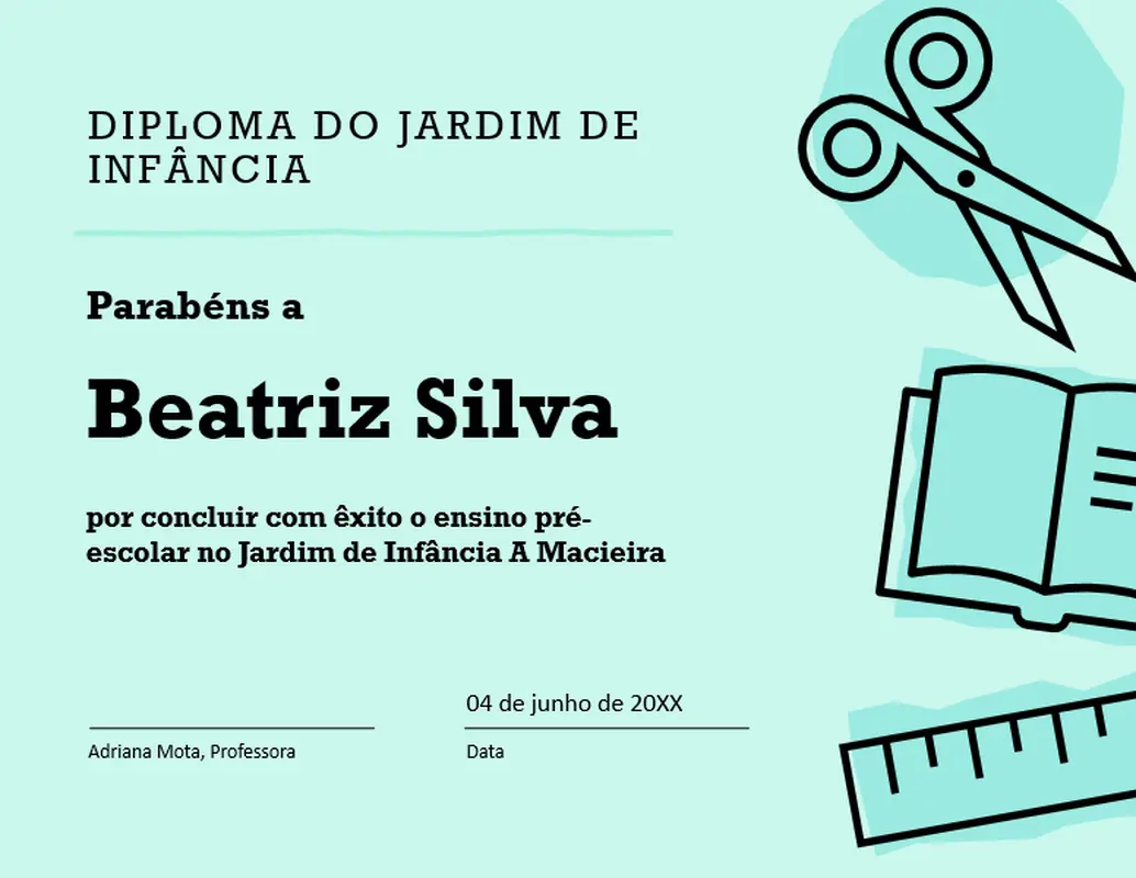 Certificado de diploma de jardim de infância modern bold