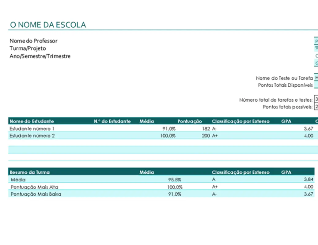 Livro de avaliações para professores (baseado em valores) green modern simple