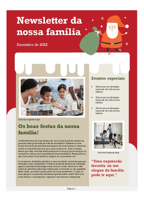 Newsletter familiar para o Natal red modern-color-block