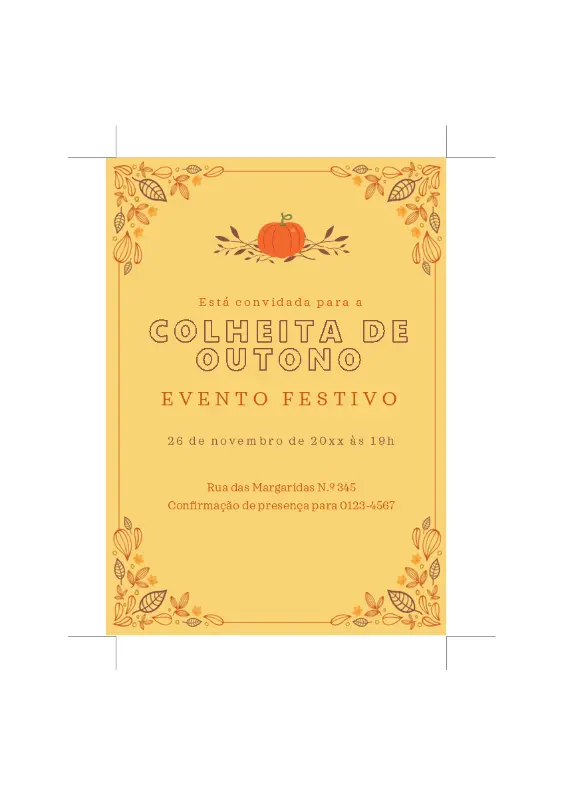 Convite para festa de outono orange organic-simple