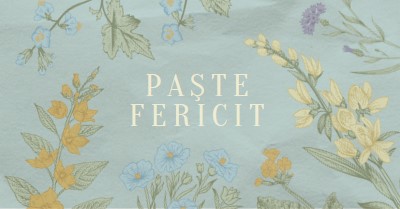 Urări de Paște blue vintage-botanical