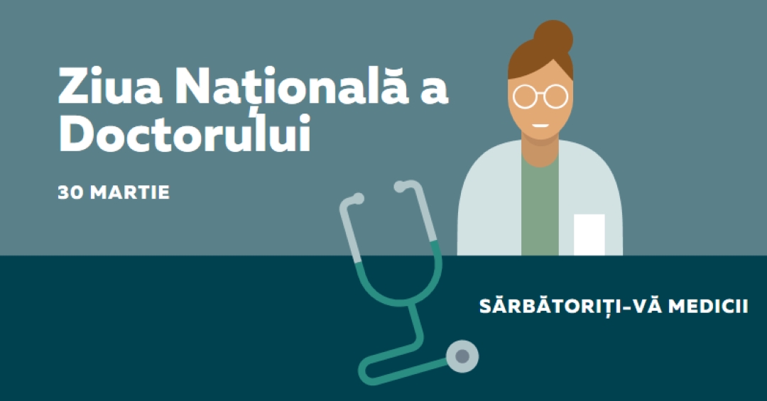 Ziua Națională a Doctorului blue modern-color-block