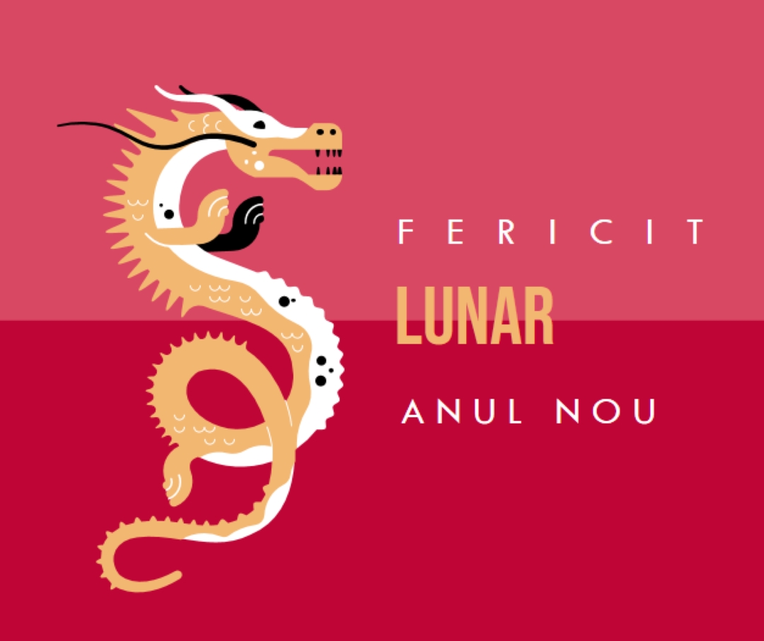 Anul Dragonului red modern-bold