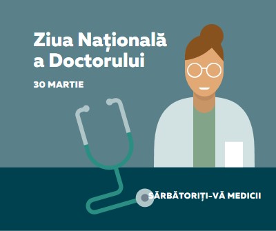 Ziua Națională a Doctorului blue modern-color-block