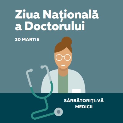 Ziua Națională a Doctorului blue modern-color-block