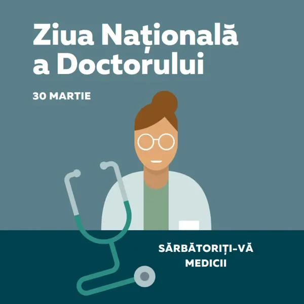 Ziua Națională a Doctorului blue modern-color-block