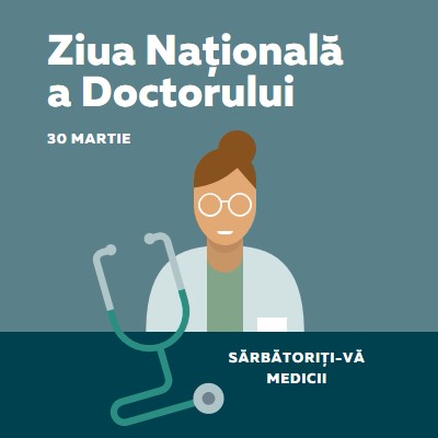 Ziua Națională a Doctorului blue modern-color-block