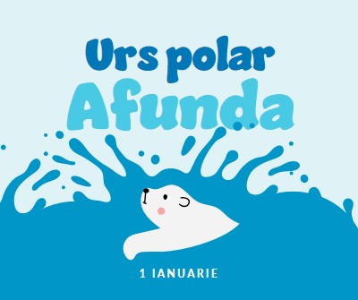 Ziua de înfundare a ursului polar fericit blue whimsical-color-block