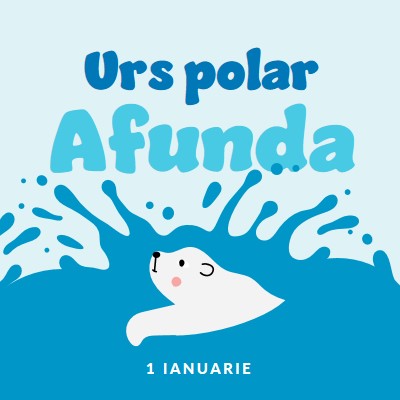 Ziua de înfundare a ursului polar fericit blue whimsical-color-block