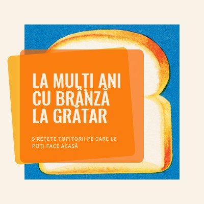 La mulți ani cu brânză la grătar orange modern-bold