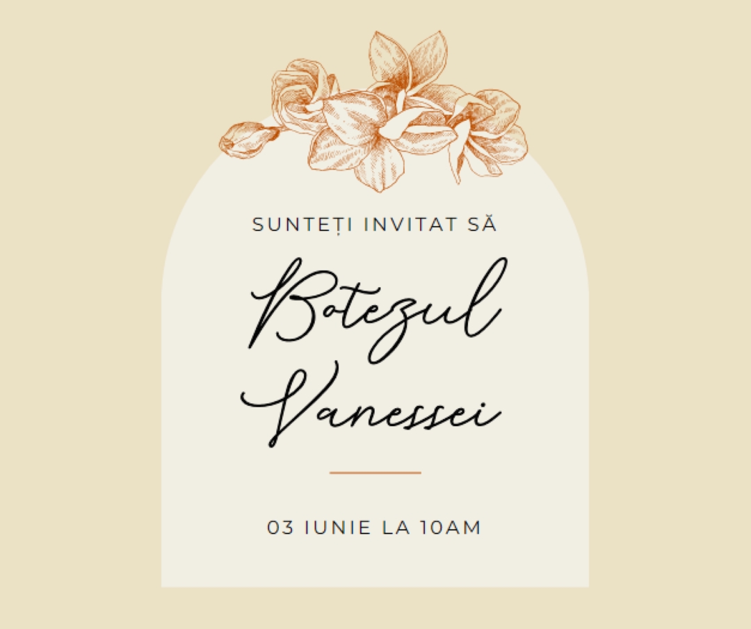 Invitație la botez yellow vintage-botanical