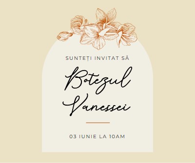 Invitație la botez yellow vintage-botanical