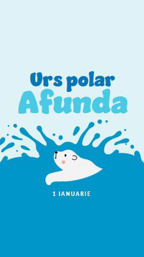 Ziua de înfundare a ursului polar fericit blue whimsical-color-block