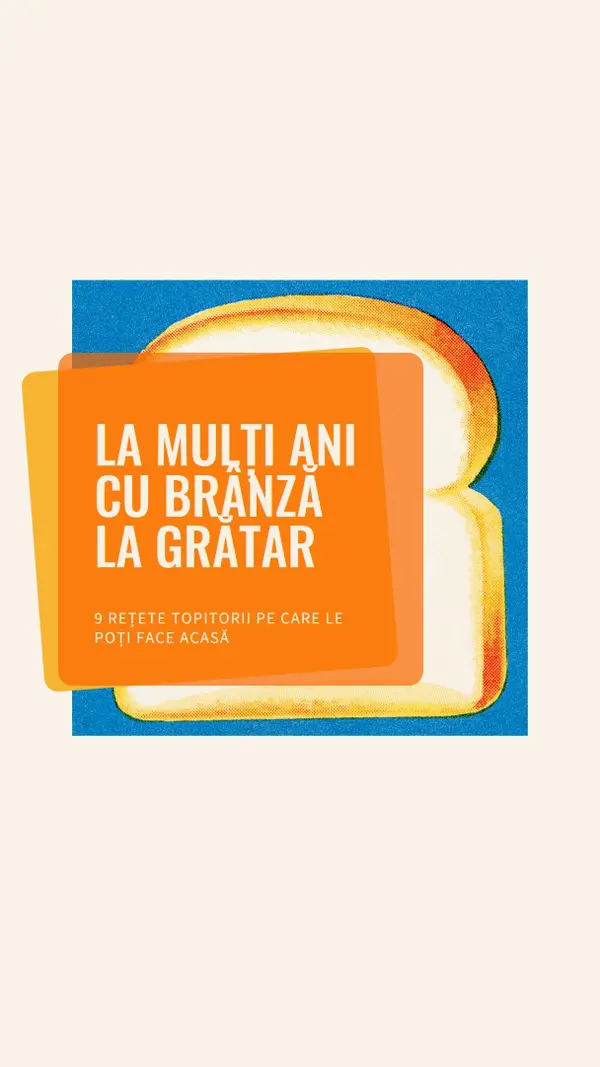 La mulți ani cu brânză la grătar orange modern-bold