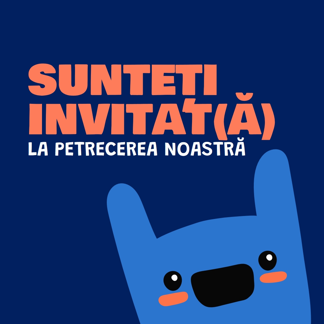 Sunteți invitat la petrecerea noastră blue whimsical,bold,monster