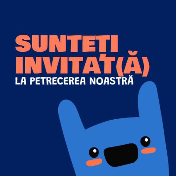 Sunteți invitat la petrecerea noastră blue whimsical,bold,monster