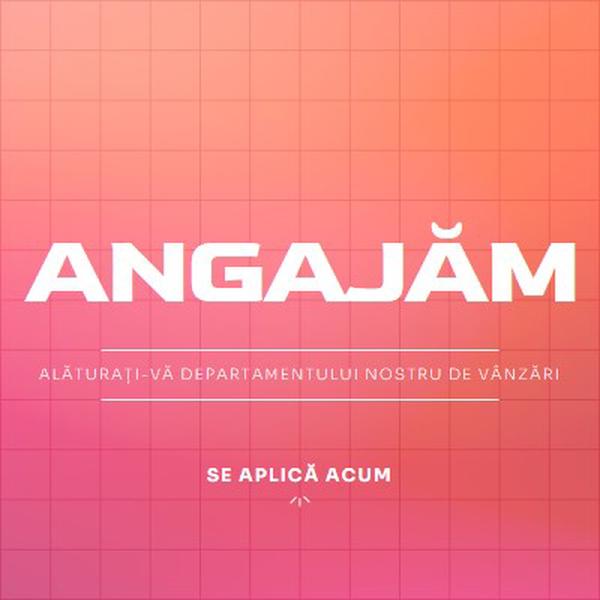 Angajăm - fiți alături de noi! pink simple,bold,gradient,grid,minimal,bright