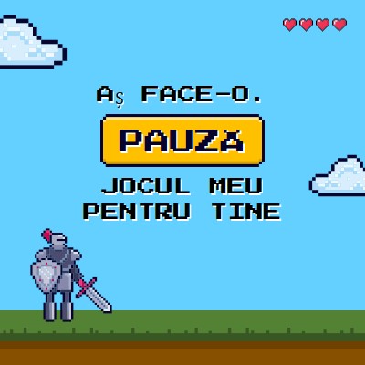 Mi-aș pune în pauză jocul pentru tine. blue vibrant,whimsical,game,retro,playful,computer