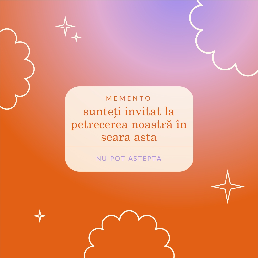 Vino diseară la petrecerea noastră red gradient,bold,sparkle